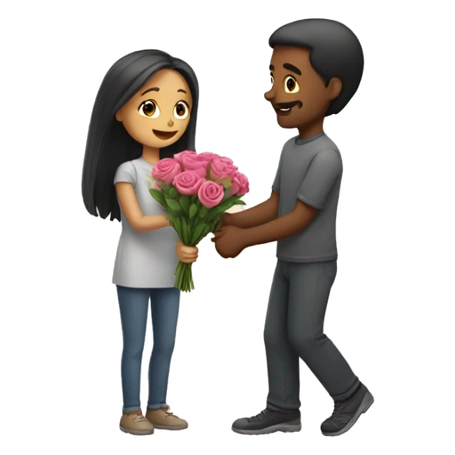 man giving girl flowers  sticker