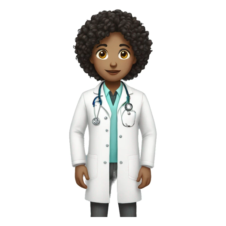 DOCTOR black race curly hair white coat sticker