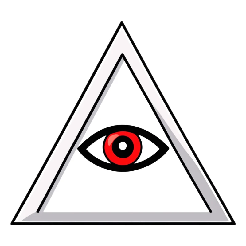 Illuminati triangle symbol with eye in center, black and red color scheme sticker