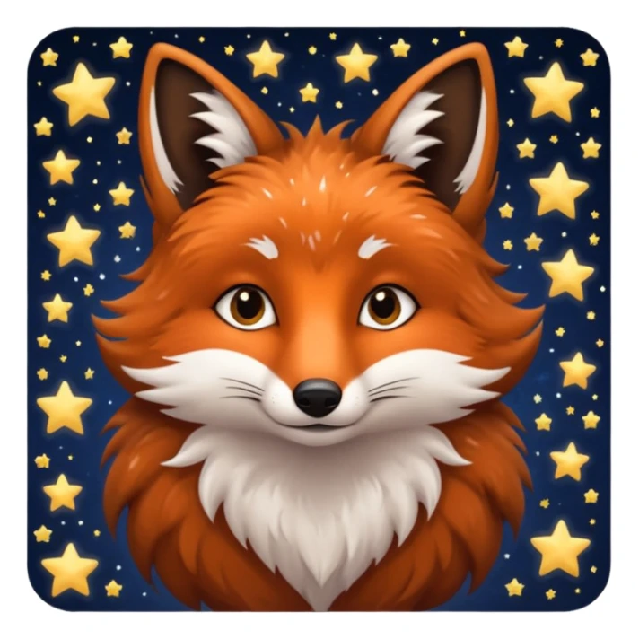 Night Fox with small small stars on it fur
 sticker