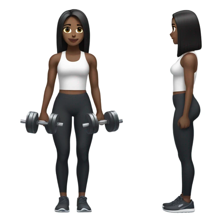 Pale girl with long legs black hair lifting weights sticker