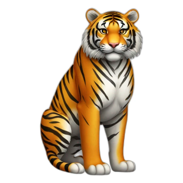 Tiger Full Body. Tiger color should be white, black and grey. Tiger is standing on the ball sticker