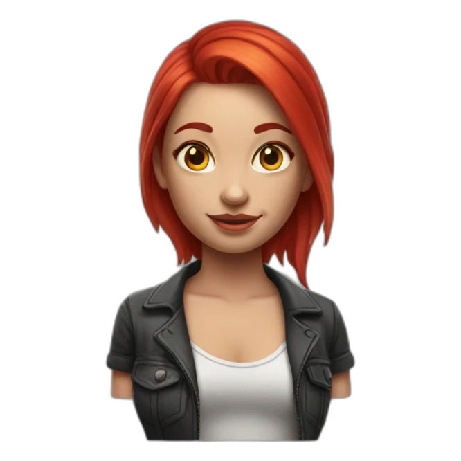 3d red hair tattoed girl sticker