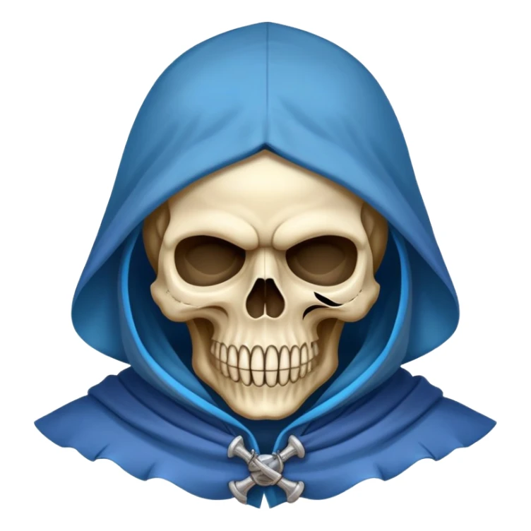 pirate skull wearing blue hood and cloak and mask sticker