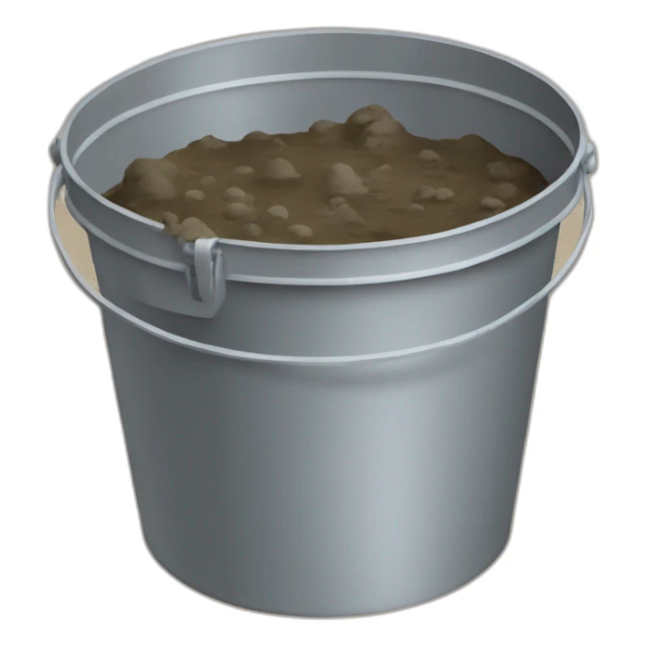 A bucket filled with small lumps of mud  sticker