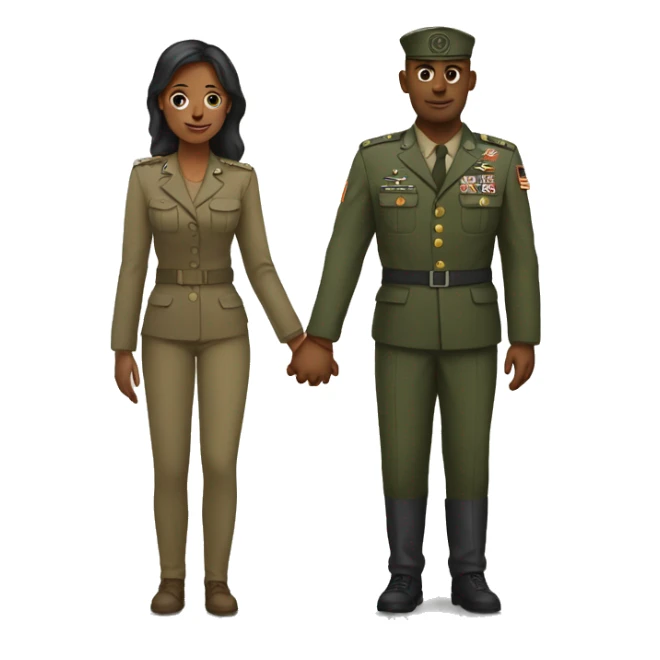 woman with military man holding hands sticker