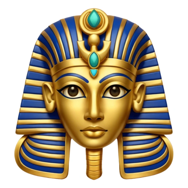 Discord emoji for "RA Silkroad", Ancient Egyptian theme, Pharaoh mask, Ankh, Scarab, Eye of Horus, colorful, shiny gold, small, clear.
 sticker