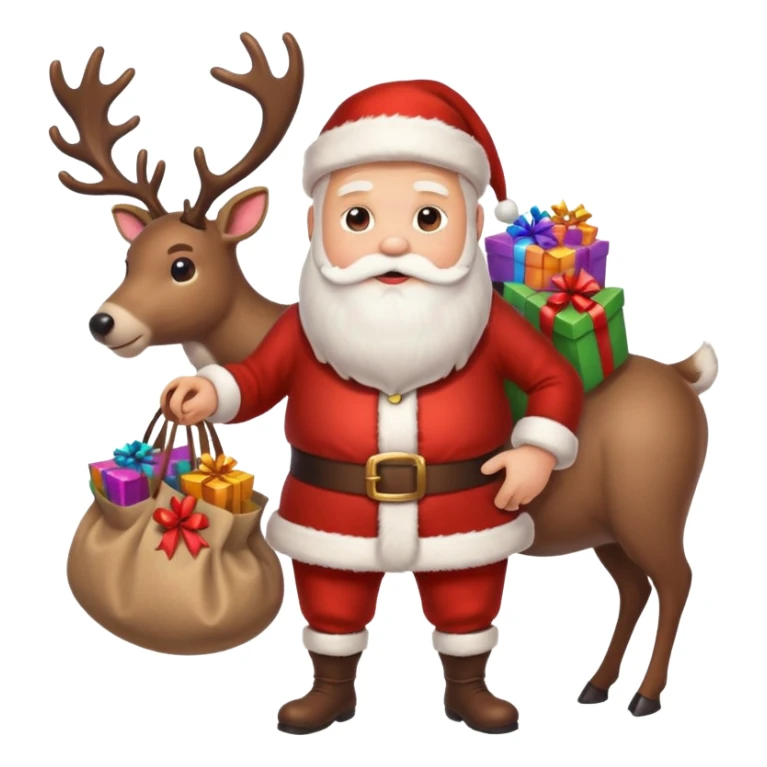 Santa clause with gifts and reindeer  sticker