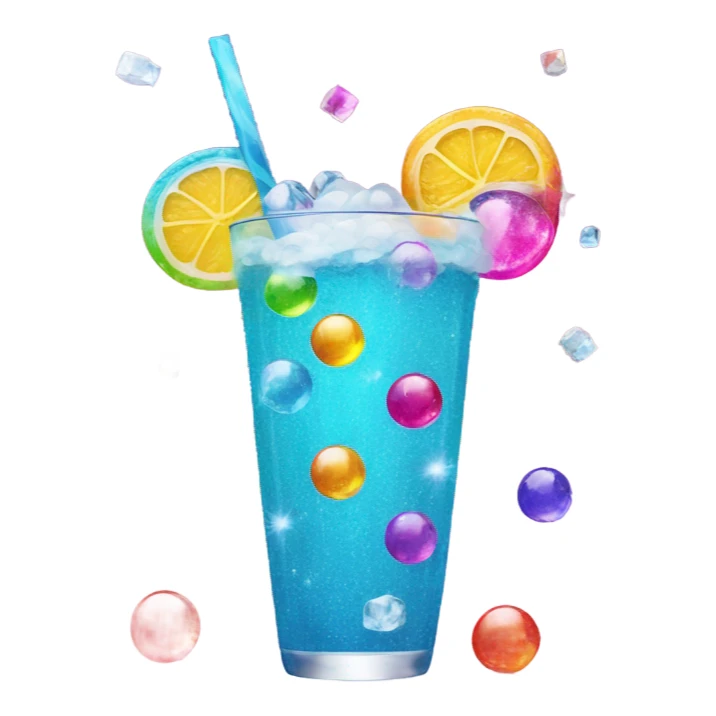 Colorful drink with small ice disco ball sparkle sticker