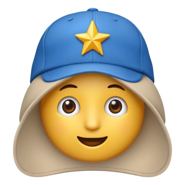 Emoji apenado con gorra con una estrella en medio  sticker