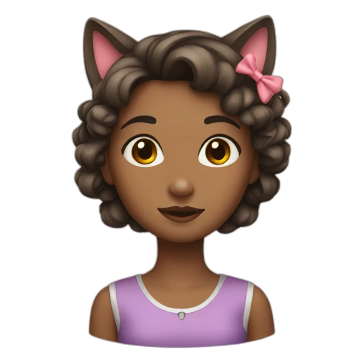 a girl with a bow in her hair and a cat sticker