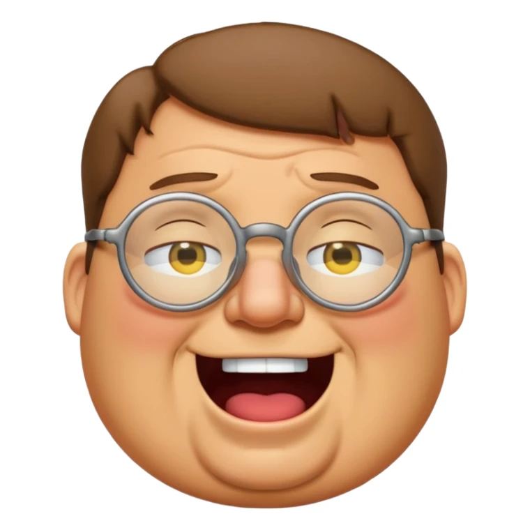 peter griffin with glasses as a laughing crying emoji in Midjourney style sticker