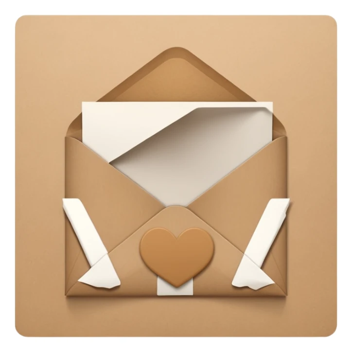 blank greeting card open with brown envelope next to it sticker