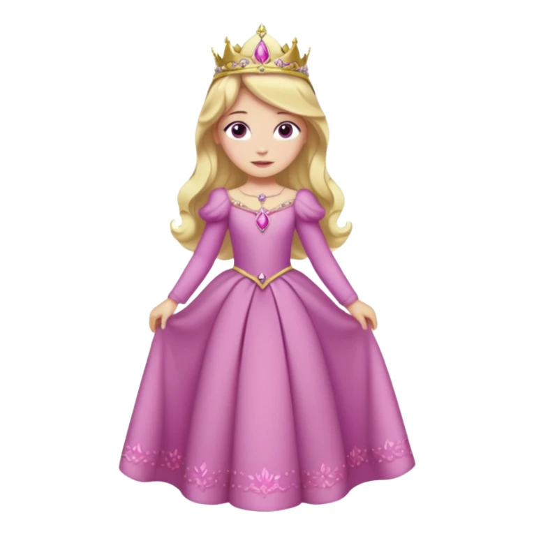 Princesa aurora Disney com vestido rosa escuro de manga comprida rosa claro com tiara pequena e dourada de corpo inteiro com olhos lilás sticker