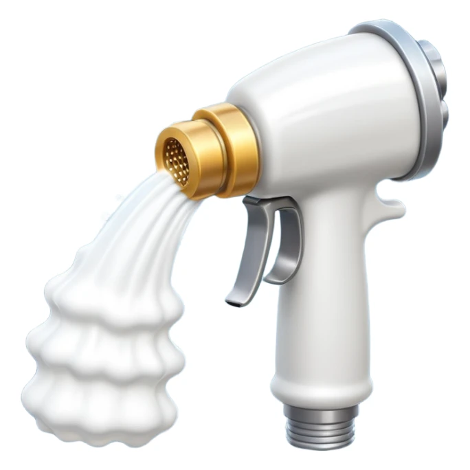 foam sprayer nozzle object icon, hose nozzle spraying thick foam, shiny metal parts, 3D cartoon, mobile game icon style, centered, clean background, no text, no watermark

 sticker
