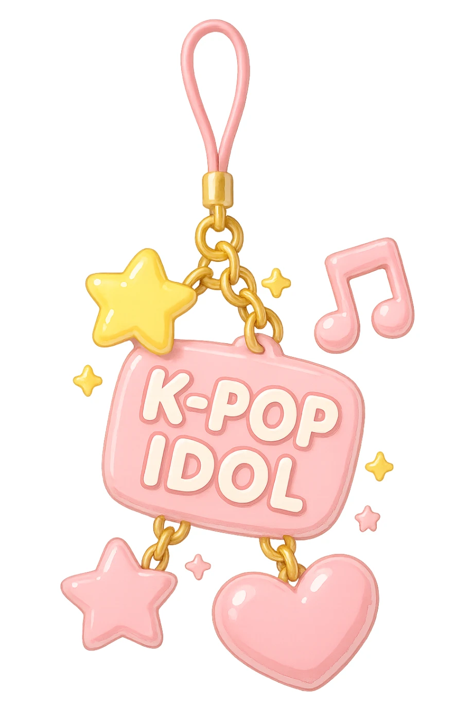 pink kpop idol phone charm, cute and glossy sticker