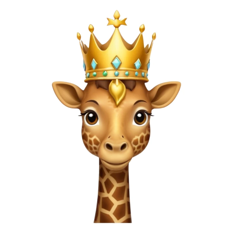 giraffe with jewellery and crown with birds flying around head sticker
