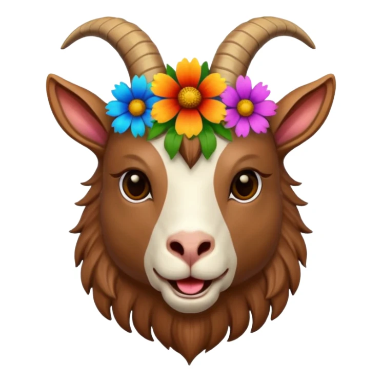 Keçi kafası agzında çicek sticker