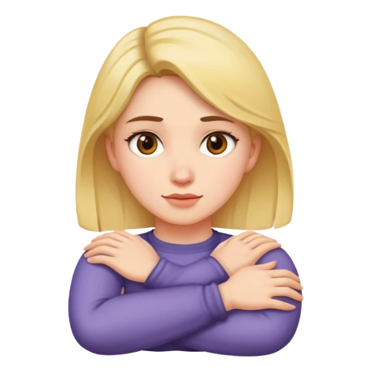 woman crossing her arms holding her neck sticker