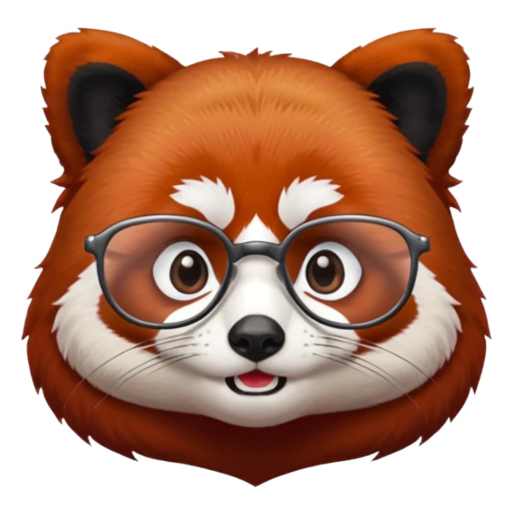 A red panda with serious eyes and a furrowed brow, and glasses. sticker