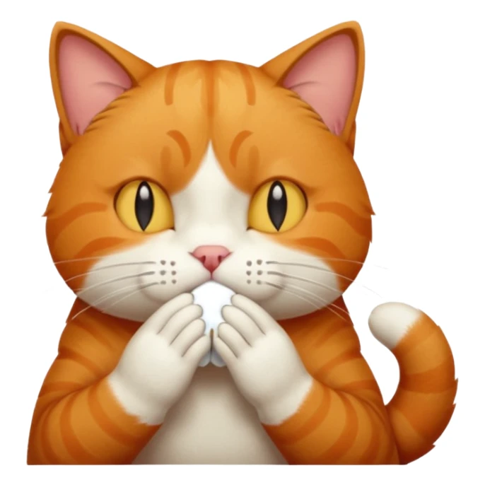 A cat holding its forehead with its paw because it has a headache sticker