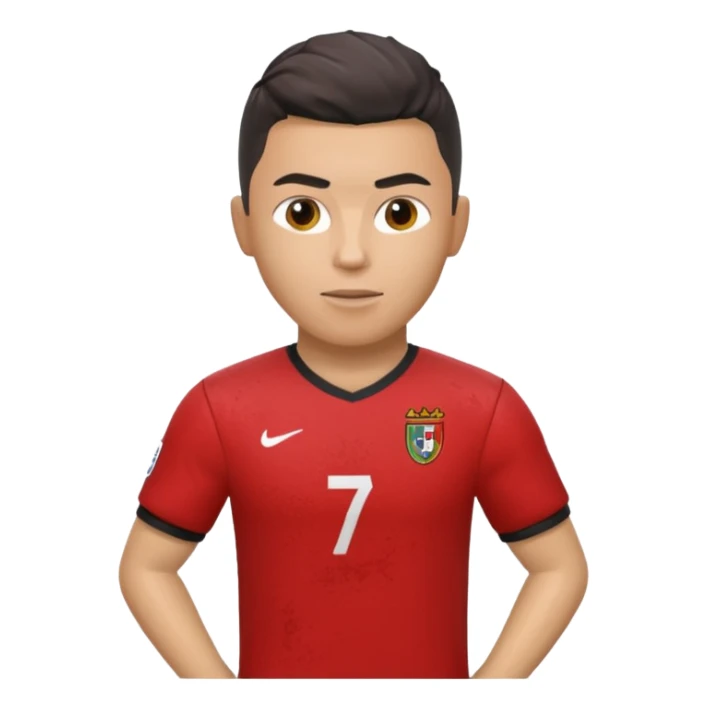 red football shirt with Ronaldo on the back sticker