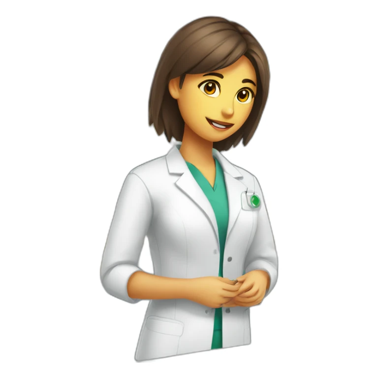 Chica joven trabajando en una farmacia sticker