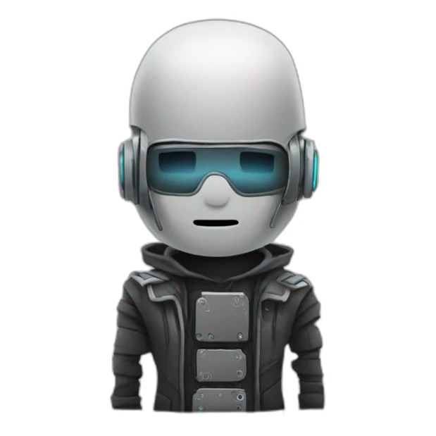 Hacker with robot head sticker