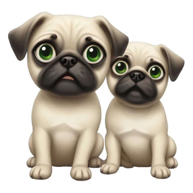 2 Baby pugs 1 with green eyes and 1 with blue  sticker