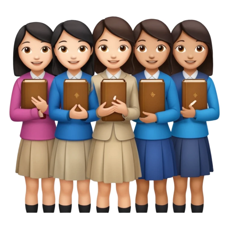 eight asian girls in a group, holding bibles sticker