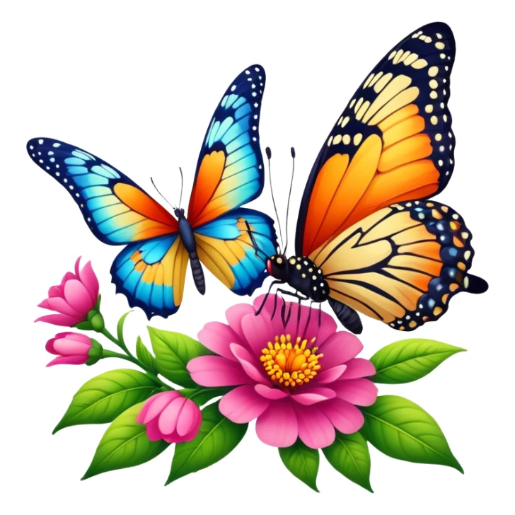 Flower and butterfly sticker
