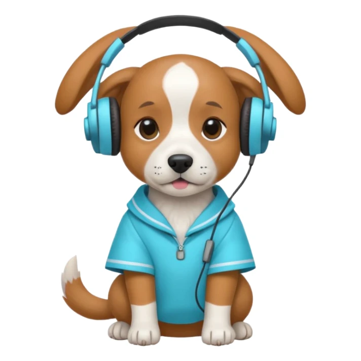 dog, korean handbook dress with headphone, cyan sticker