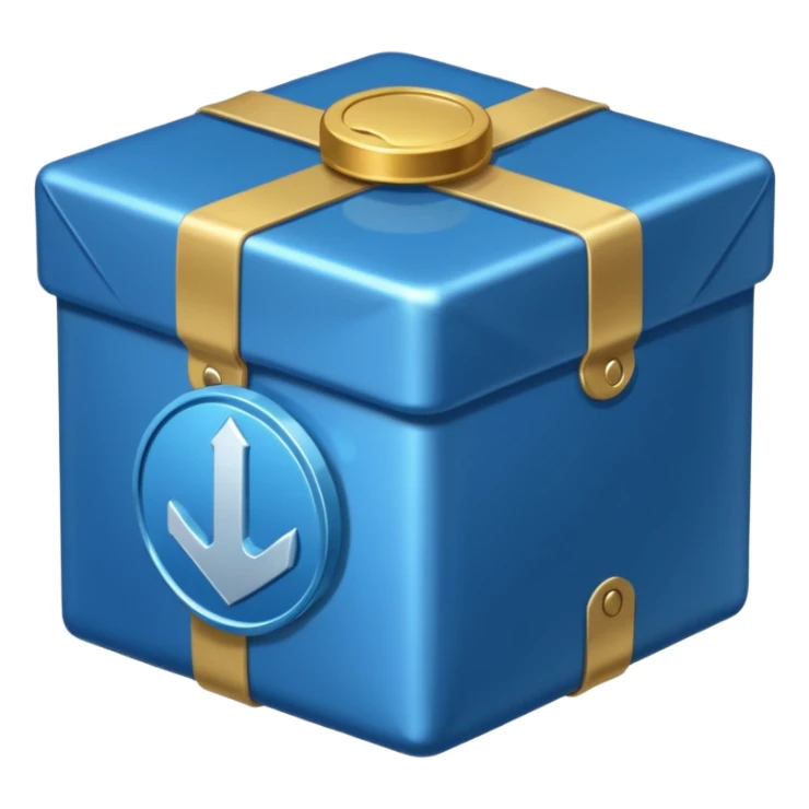 blue coins credit in a package sticker