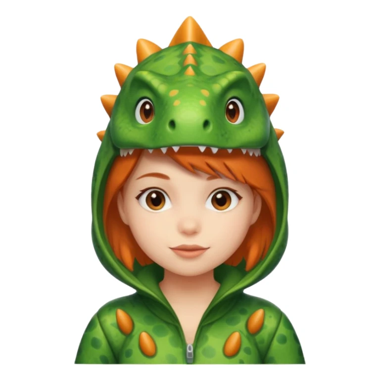 A girl wearing a Dino suit sticker