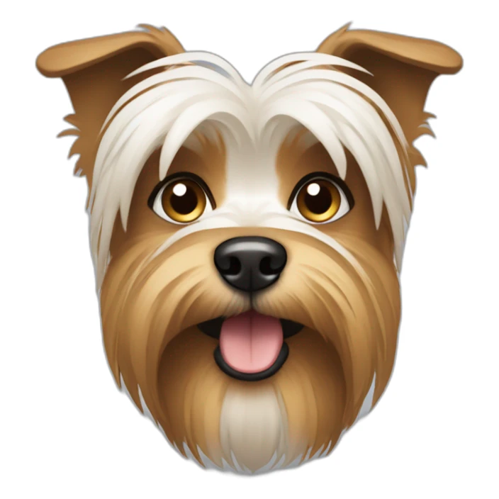 An unhappy brown,white and black Yorkshire Terrier emote sticker