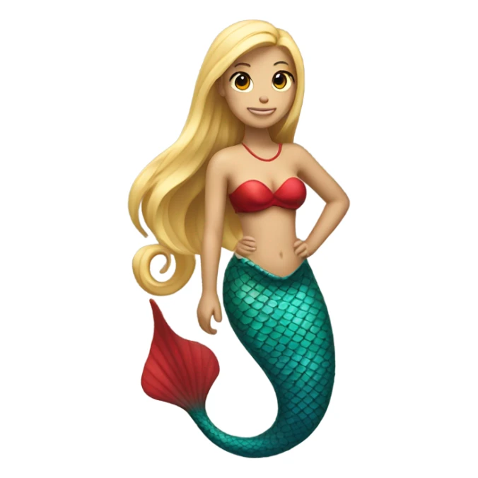 Pretty detailed mermaid with red tail and blonde ponytail  sticker