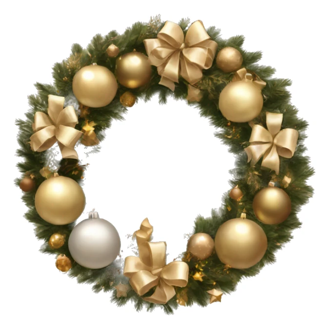 Realistic beige and gold christmasy wreath sticker