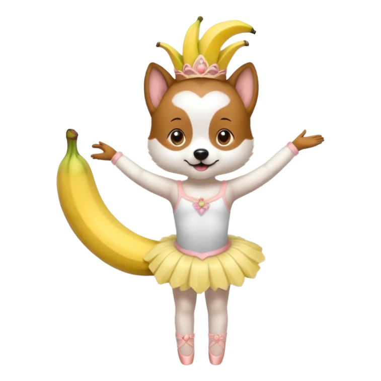 dog being a ballerina with a banana on its head  sticker