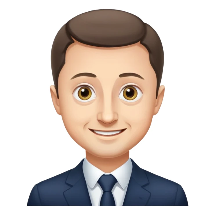 vladimir zelensky simple round face big expressive eyes smiling sticker
