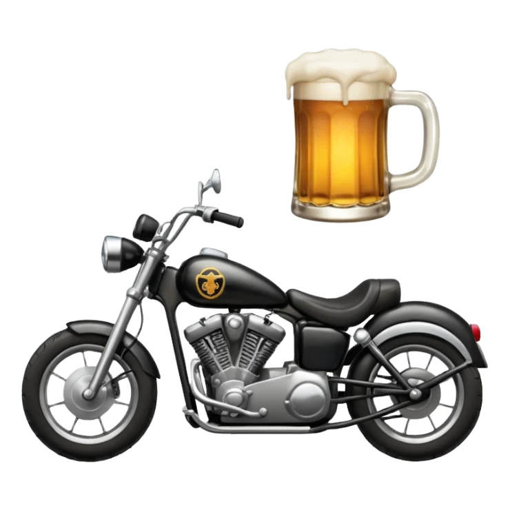 We're creating a quiz for a New Year's Eve team. The idea is that people have to guess which emoji belongs to which person from three emojis. Now it's up to you to make one whole emoji from the following three emojis.  🏍🎸🍻 sticker