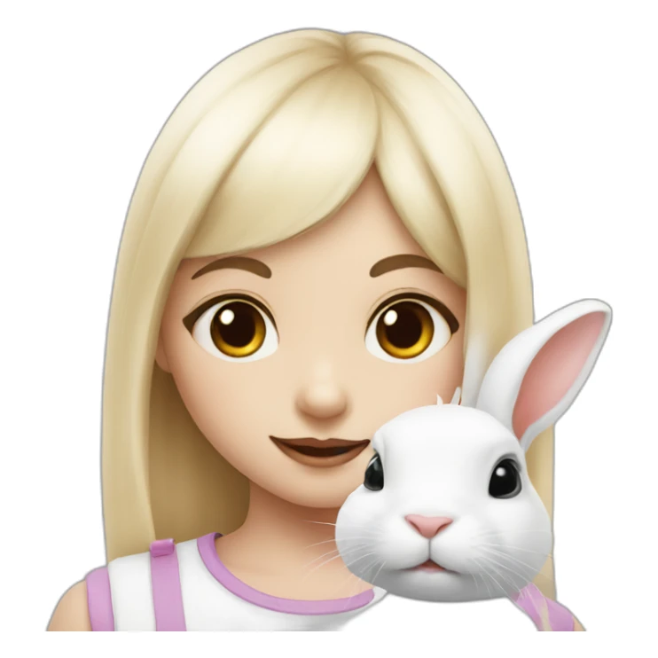 white rabbit with a little girl with black bangs sticker