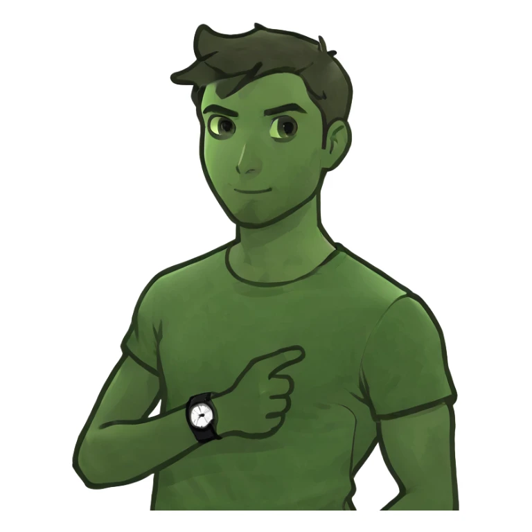 Guy with stubble with green eyes and short brunette hair sticker