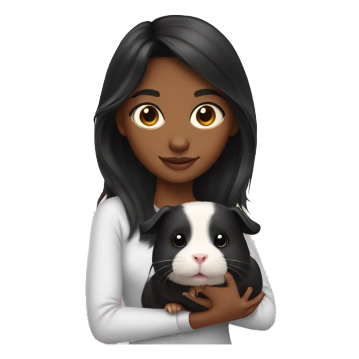 black hair girl with guinea pig sticker