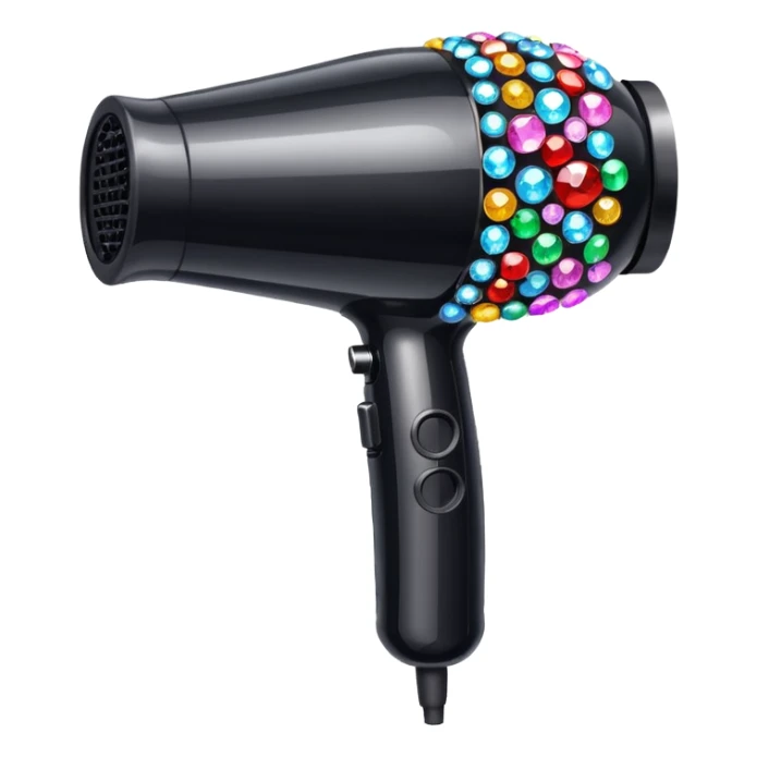 black blow dryer covered in gems sticker