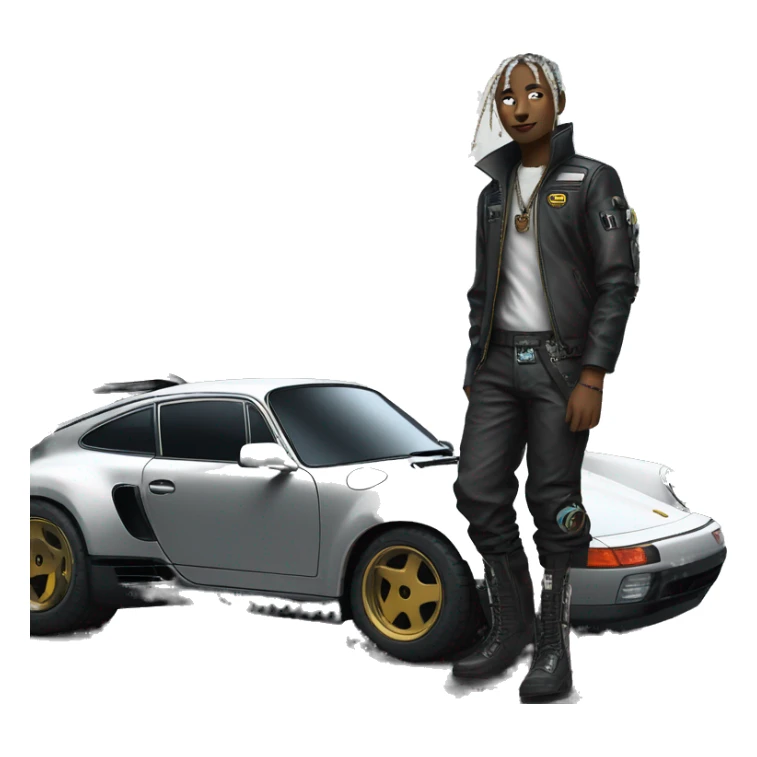 cyber punk next to porsche sticker