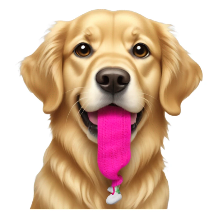 Golden retriever with sock dangling from mouth sticker