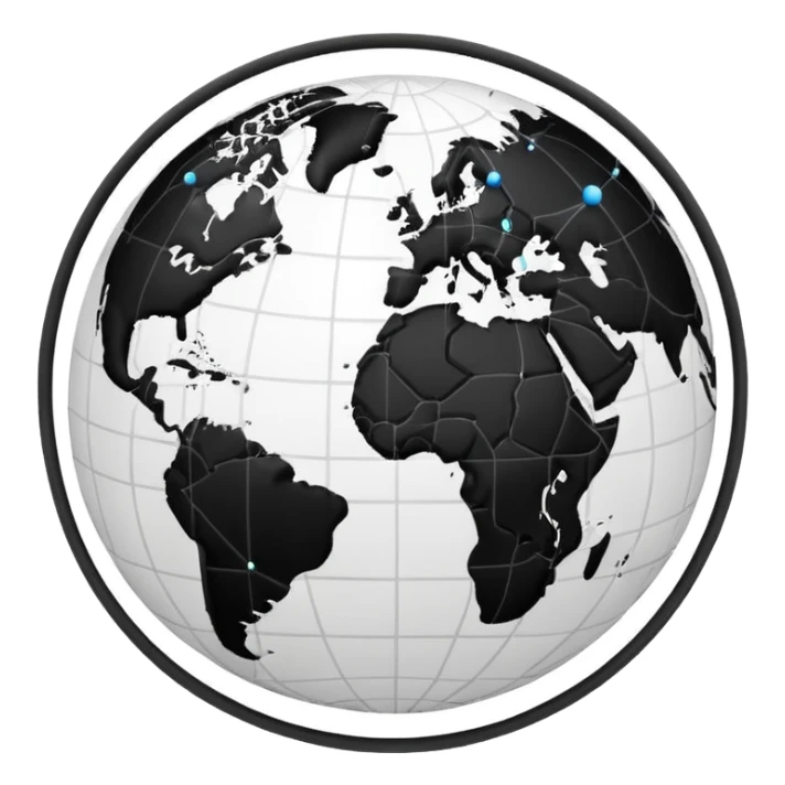 white and black world globe with digital network connections sticker