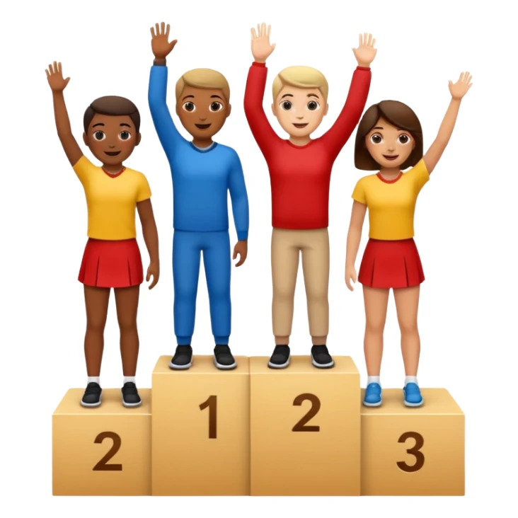 show people on podium in first, second and third place sticker