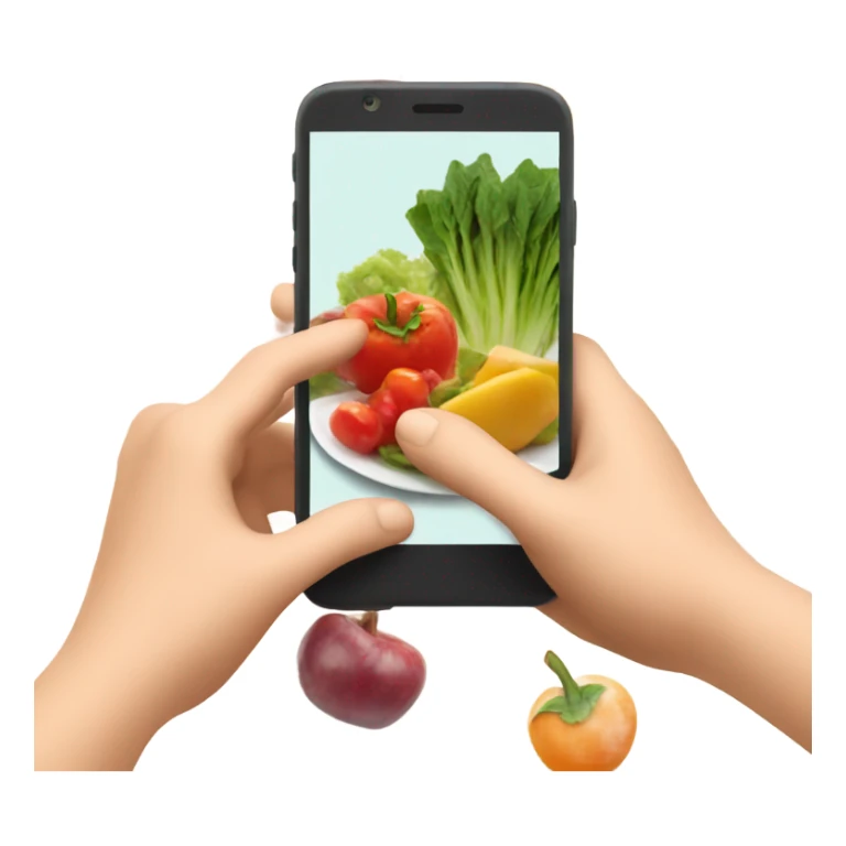 hand taking picture of healthy food sticker