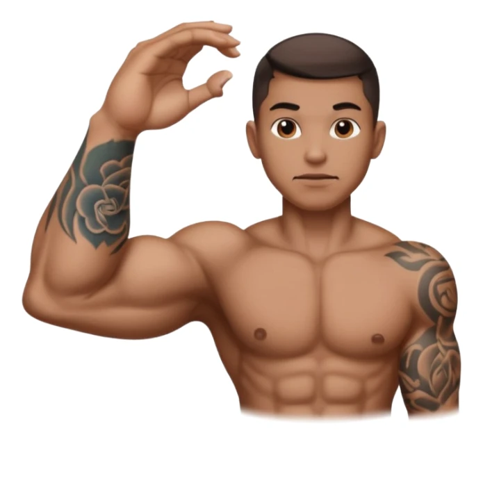 hand muscle that has a tattoo on it sticker